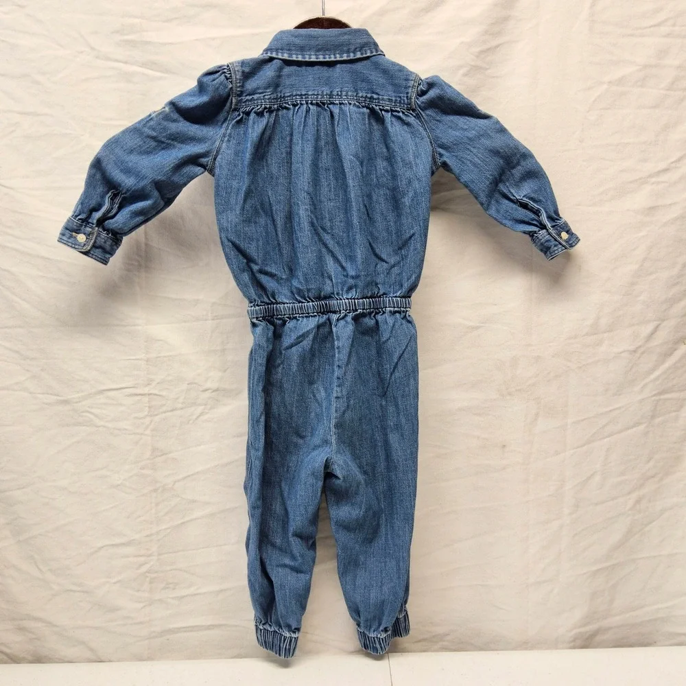 Ralph Lauren Denim Jumpsuit Kids‎ 5 Blue Long Sleeve Pintuck Utility Romper